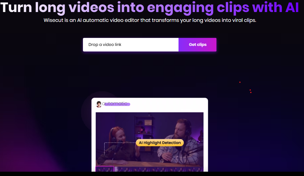 A view of wisecut  homepage,1 of the 7 free AI tools to try in 2025.